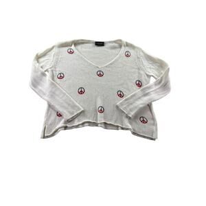 Wooden Ships Peace Sign Sweater Womens Size S/M Long Sleeve Pullover